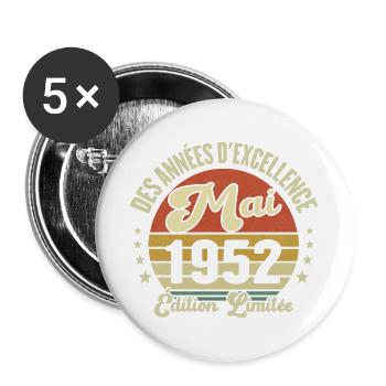 Des Années D'excellence Mai 1952 Cadeau - Lot de 5 grands badges (56 mm) - blanc - Devant