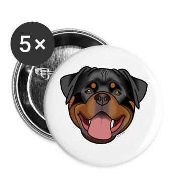 Rottweiler - naturel - Lot de 5 grands badges (56 mm) - blanc - Devant