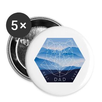 Best Dad Strong Bear Papa - Buttons large 2.2''/56 mm (5-pack) - white - Front