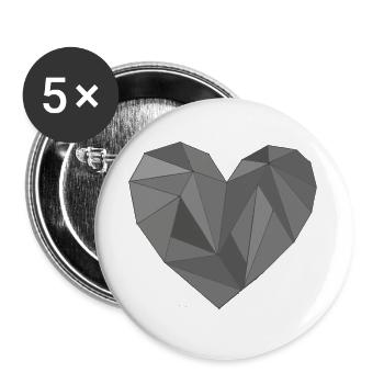 herz grautöne - Buttons groß 56 mm (5er Pack) - Weiß - Vorne