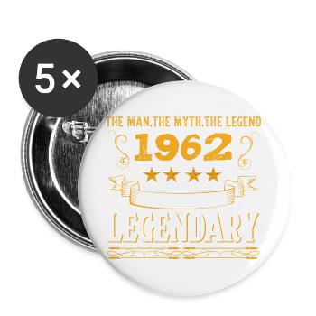 Legendary Vintage 1962 Motif - Buttons large 2.2''/56 mm (5-pack) - white - Front