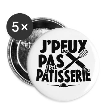 Je Peux Pas J'ai Pâtisserie - Lot de 5 grands badges (56 mm) - blanc - Devant