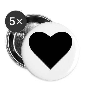 Black Heart - Buttons groß 56 mm (5er Pack) - Weiß - Vorne