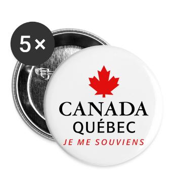 Kanada Quebec Maple Leaf Ahornblatt I love Canada - Buttons large 2.2''/56 mm (5-pack) - white - Front