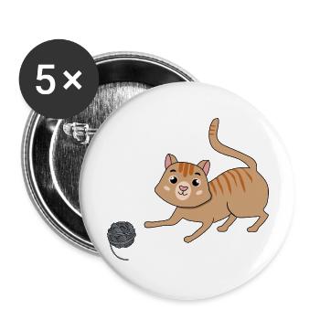 Cat with wool - Buttons large 2.2''/56 mm (5-pack) - white - Front