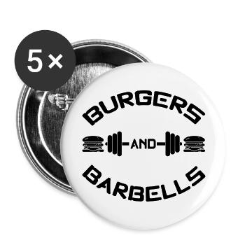 Burgers and Barbells - Buttons groß 56 mm (5er Pack) - Weiß - Vorne
