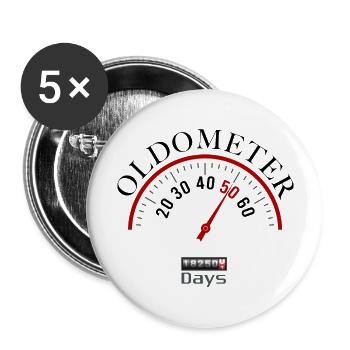 Oldomètre du 50e anniversaire - Lot de 5 grands badges (56 mm) - blanc - Devant