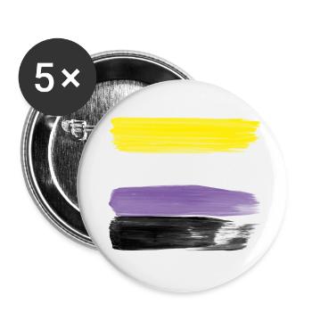 Non-Binary Pride Strokes - Buttons large 2.2''/56 mm (5-pack) - white - Front