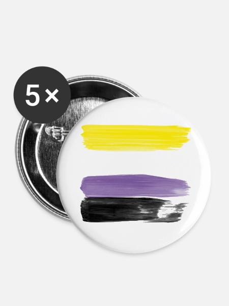 Non-Binary Pride Strokes - Buttons groß 56 mm (5er Pack) - Weiß