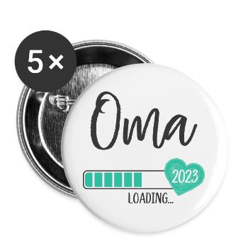 Oma Loading 2023 Herz Junge Werdende Großmutter - Buttons groß 56 mm (5er Pack) - Weiß - Vorne