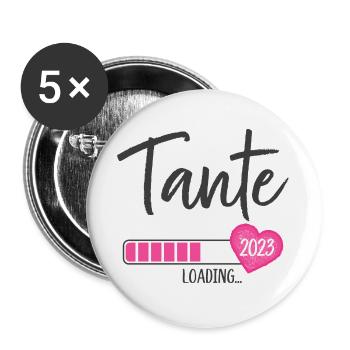 Tante Loading 2023 Herz Nichte Mädchen - Buttons groß 56 mm (5er Pack) - Weiß - Vorne