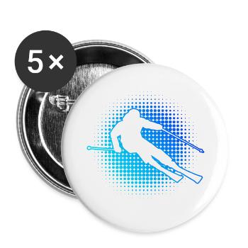 Ski acrobatique masculin Sports d’hiver Skieurs de ski - Lot de 5 grands badges (56 mm) - blanc - Devant