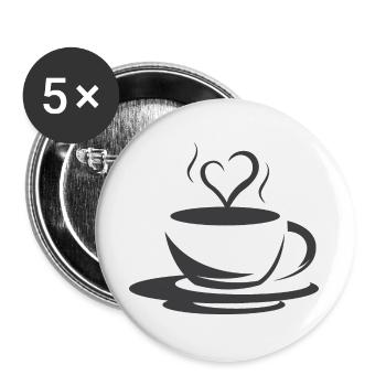 Cafe Coffee Illustration Logo icon Heart Love - Buttons large 2.2''/56 mm (5-pack) - white - Front