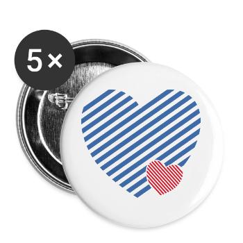 Double Heart - Design textile gift idea - Buttons large 2.2''/56 mm (5-pack) - white - Front