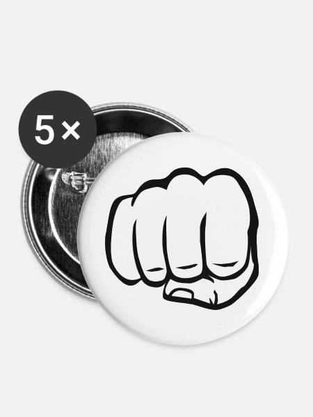 Faust geballte Faust fist bump cool Logo Symbol - Buttons/Badges stor, 56 mm (5-pack) - hvid