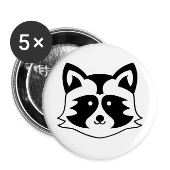 Raccoon Racoon - Buttons large 2.2''/56 mm (5-pack) - white - Front