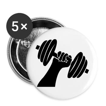 Poids d’haltères - Lot de 5 grands badges (56 mm) - blanc - Devant