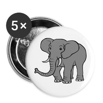 Großer grauer Elefant - Buttons groß 56 mm (5er Pack) - Weiß - Vorne