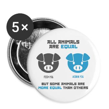 Cochon d’alimentation, Cochon gland - Lot de 5 grands badges (56 mm) - blanc - Devant