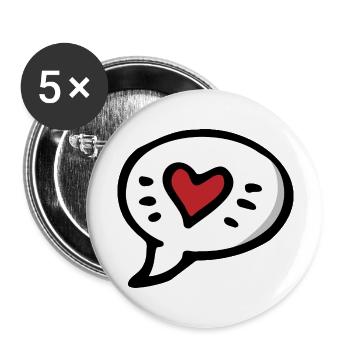 Je t’aime - Je t’aime - Bulle de parole avec le cœur - Lot de 5 grands badges (56 mm) - blanc - Devant