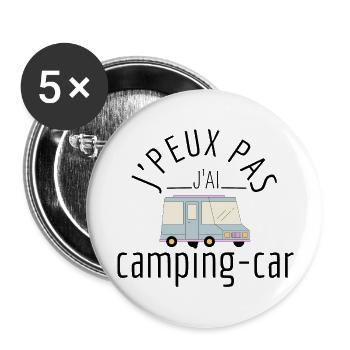 j'peux pas j'ai camping-car - Lot de 5 grands badges (56 mm) - blanc - Devant