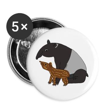 Tapir Family Mother Child Baby Gift - Buttons large 2.2''/56 mm (5-pack) - white - Front
