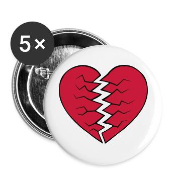 Conception au cœur brisé - Lot de 5 grands badges (56 mm) - blanc - Devant