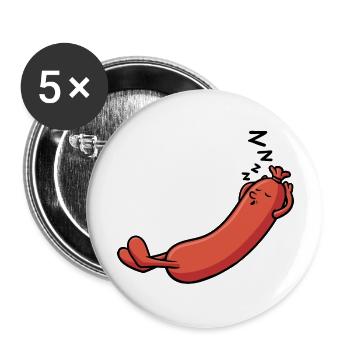 Saucisse qui dort et ronfle - Lot de 5 grands badges (56 mm) - blanc - Devant