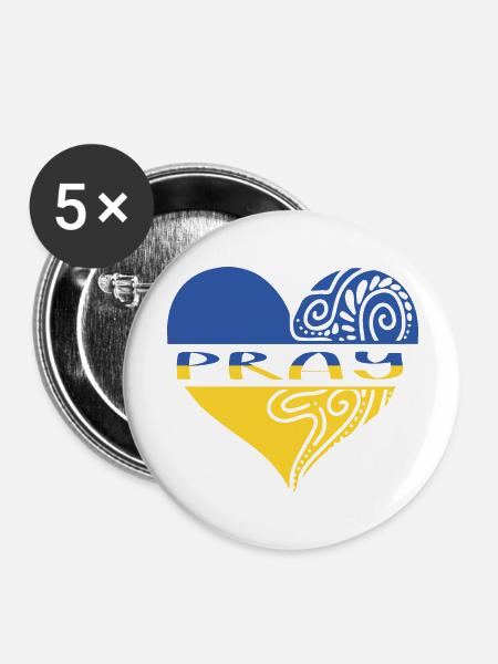 Ukraine Pray - Buttons groß 56 mm (5er Pack) - Weiß