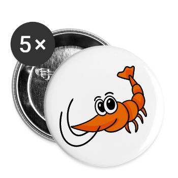 Crevettes crevettes - Lot de 5 grands badges (56 mm) - blanc - Devant