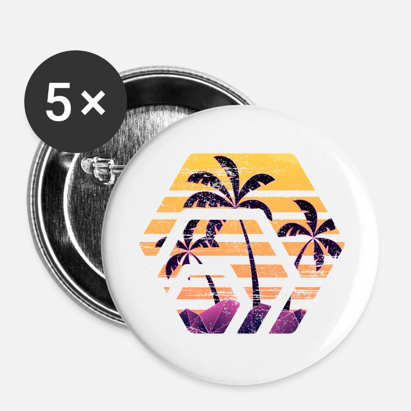 Hex token sunset, hex palm beach sunset - Buttons large 2.2''/56 mm (5-pack) - white