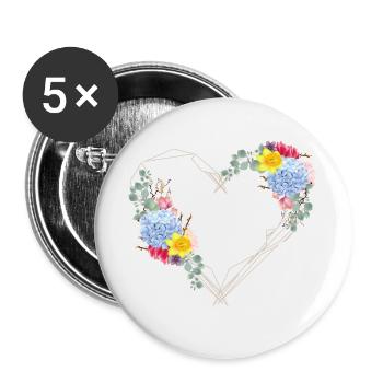 Ein Herz zum Frühling aus geometrischen Formen - Buttons groß 56 mm (5er Pack) - Weiß - Vorne