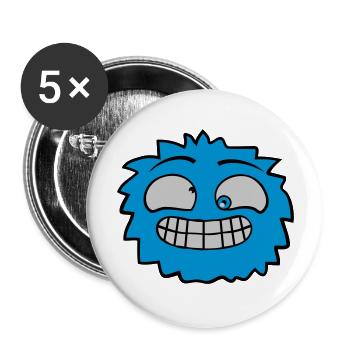 Haariges Monster Gesicht - Buttons groß 56 mm (5er Pack) - Weiß - Vorne
