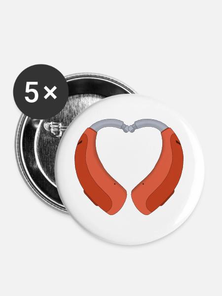 Herzförmiges Hörgerät - Buttons groß 56 mm (5er Pack) - Weiß