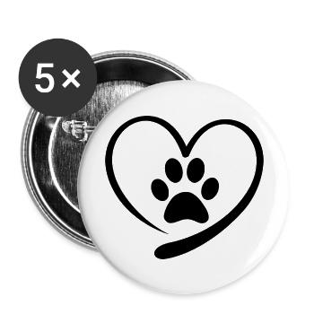 Hundepfote Hundefreund Hundemensch Geschenkidee - Buttons groß 56 mm (5er Pack) - Weiß - Vorne
