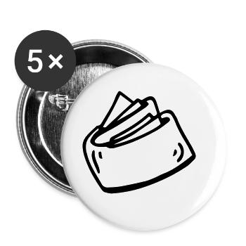 Geldbeutel Portemonnaie Brieftasche - Buttons groß 56 mm (5er Pack) - Weiß - Vorne