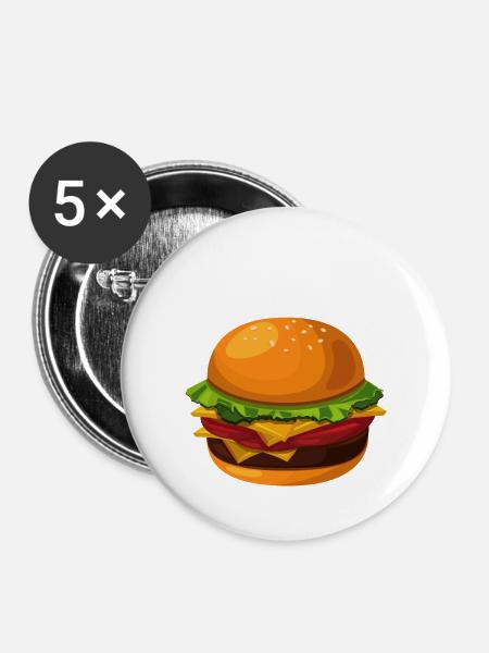 Burger Junge - Buttons groß 56 mm (5er Pack) - Weiß