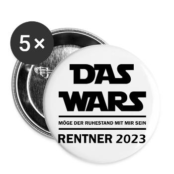 Das wars Rentner 2023 - Buttons groß 56 mm (5er Pack) - Weiß - Vorne