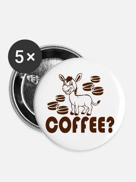Donkey Esel - Buttons groß 56 mm (5er Pack) - Weiß