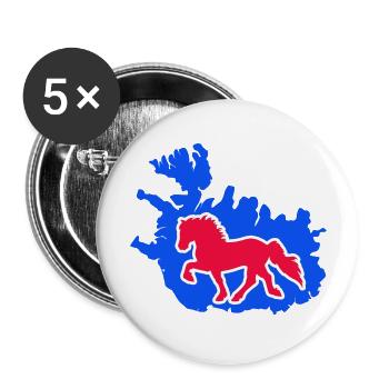Tölter Iceland Map - Buttons groß 56 mm (5er Pack) - Weiß - Vorne