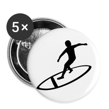 Silhouette de surfeur amateur - Lot de 5 grands badges (56 mm) - blanc - Devant