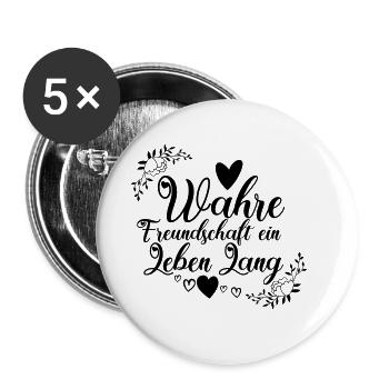 Freundschaft ein leben lang - Buttons groß 56 mm (5er Pack) - Weiß - Vorne