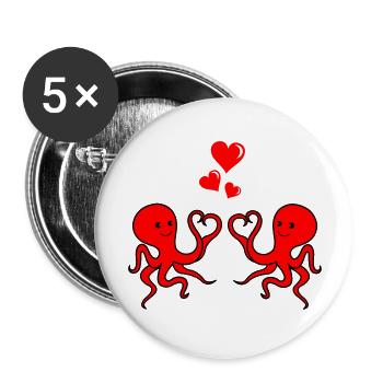 Octopus Love - Buttons groß 56 mm (5er Pack) - Weiß - Vorne