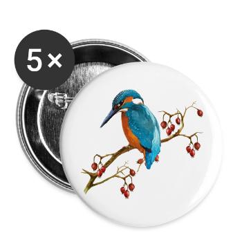 Oiseau coloré - Lot de 5 grands badges (56 mm) - blanc - Devant
