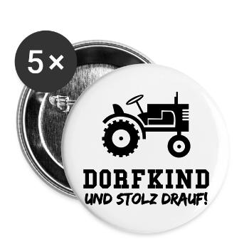 Traktor Dorfkind und Stolz drauf! - Buttons groß 56 mm (5er Pack) - Weiß - Vorne