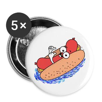 Hot Dog Summer - Buttons large 2.2''/56 mm (5-pack) - white - Front