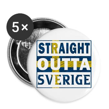 Straight outta Suède Sverige North Gift - Lot de 5 grands badges (56 mm) - blanc - Devant