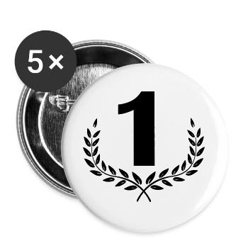 Number 1 in laurel wreath - Buttons large 2.2''/56 mm (5-pack) - white - Front