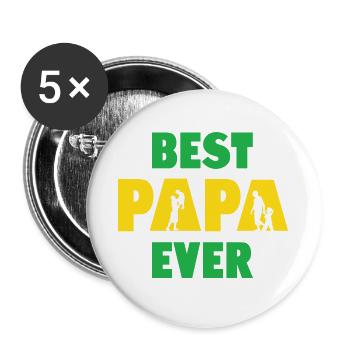 Bester Papa aller Zeiten - Buttons groß 56 mm (5er Pack) - Weiß - Vorne