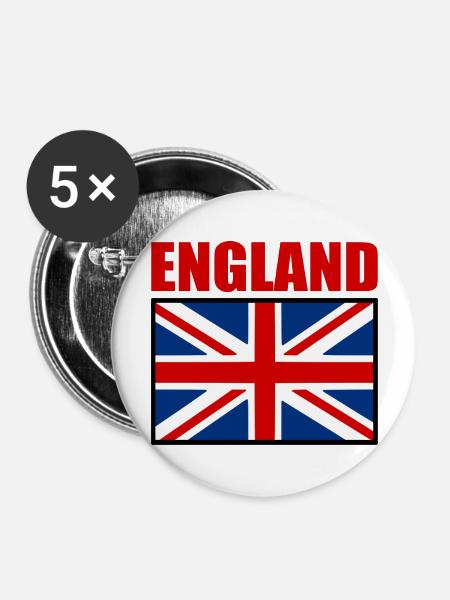 England - Buttons groß 56 mm (5er Pack) - Weiß